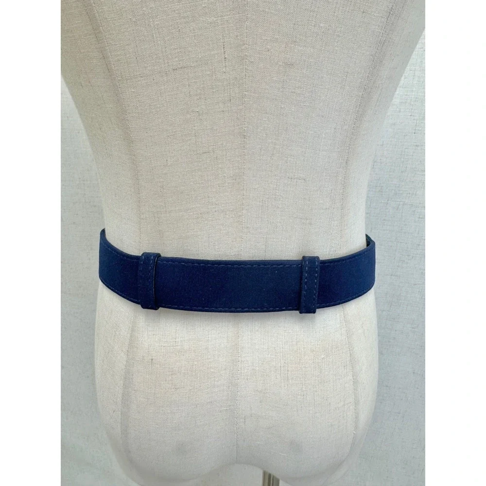 Ralph‎ Lauren Navy Blue Grosgrain Gold Chain Toggle Belt One Size Adjustable